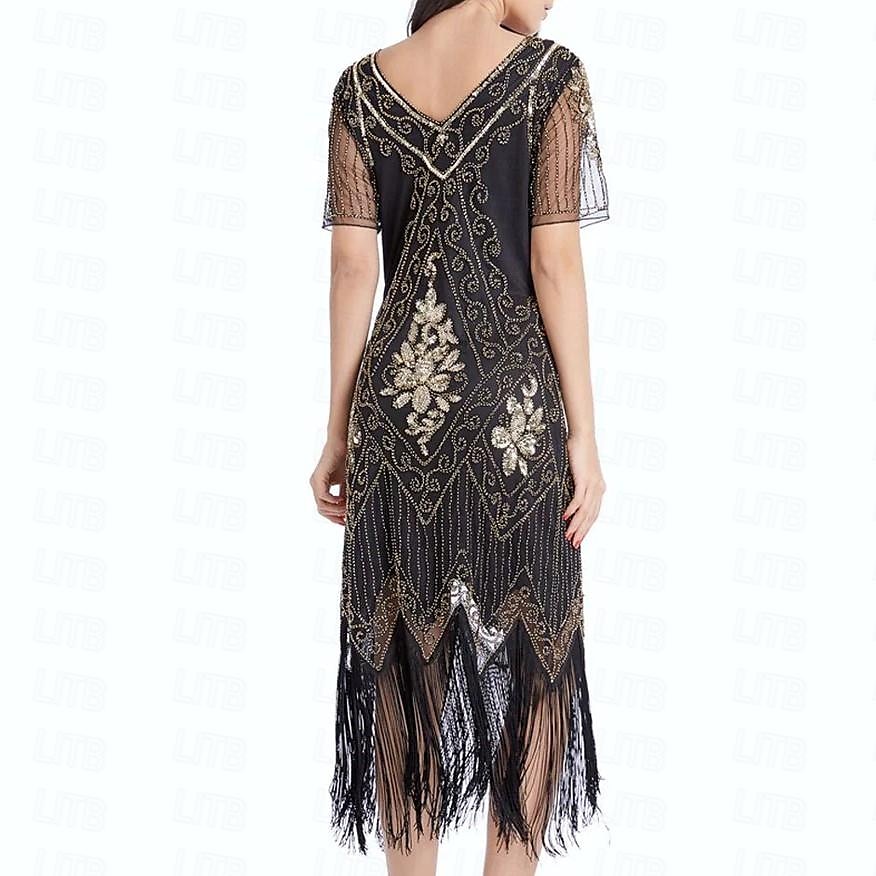 De livlige 20-årene 1920-tallet Cocktail Kjole Flapper kjole Kjoler Maskerade Normal Den store Gatsby Charleston Bryllupsgjest Paljetter Dame Halloween Karneval Maskerade Karneval Bryllup 2025 - $43.99 –P7