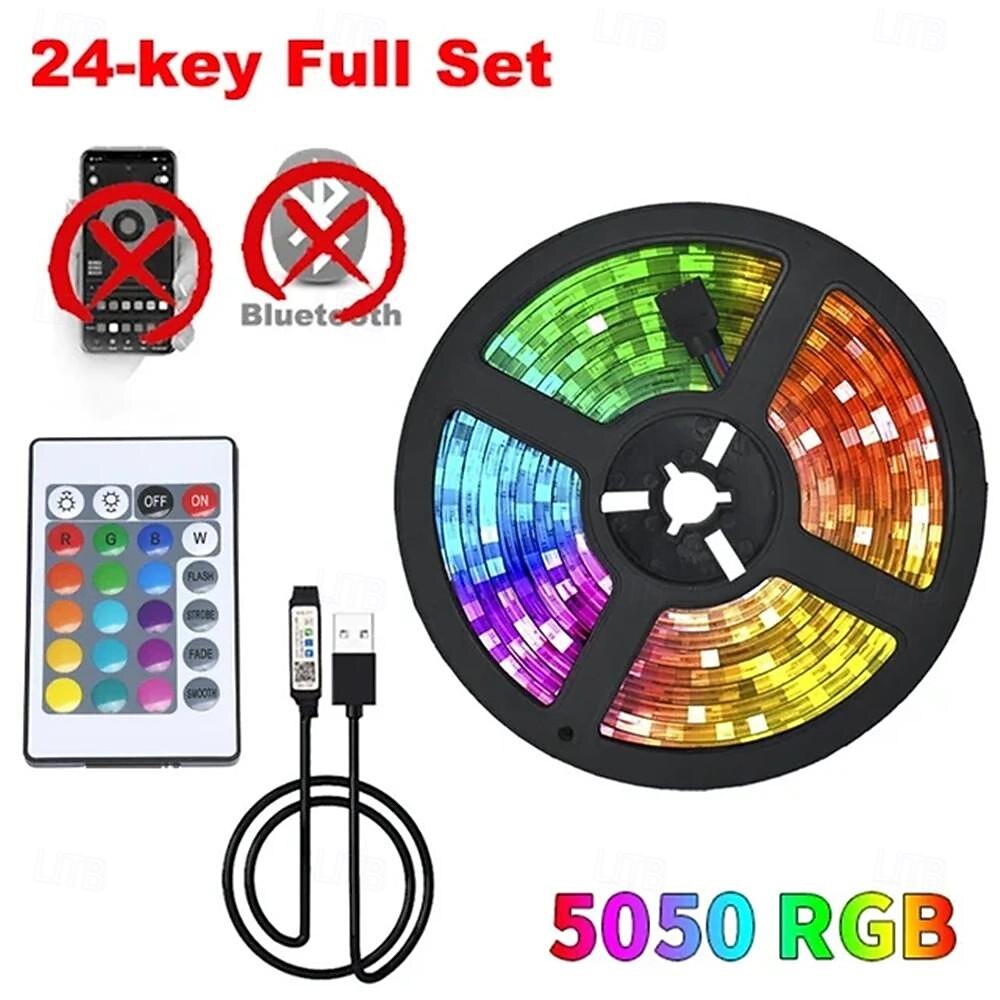 led-nauhavalot rgb-sovellus ohjaa värinvaihtovaloja 24 näppäimen kaukosäätimellä huoneen sisustamiseen bluetooth tv smd5050 rgb 2025 - $7.49 -P2