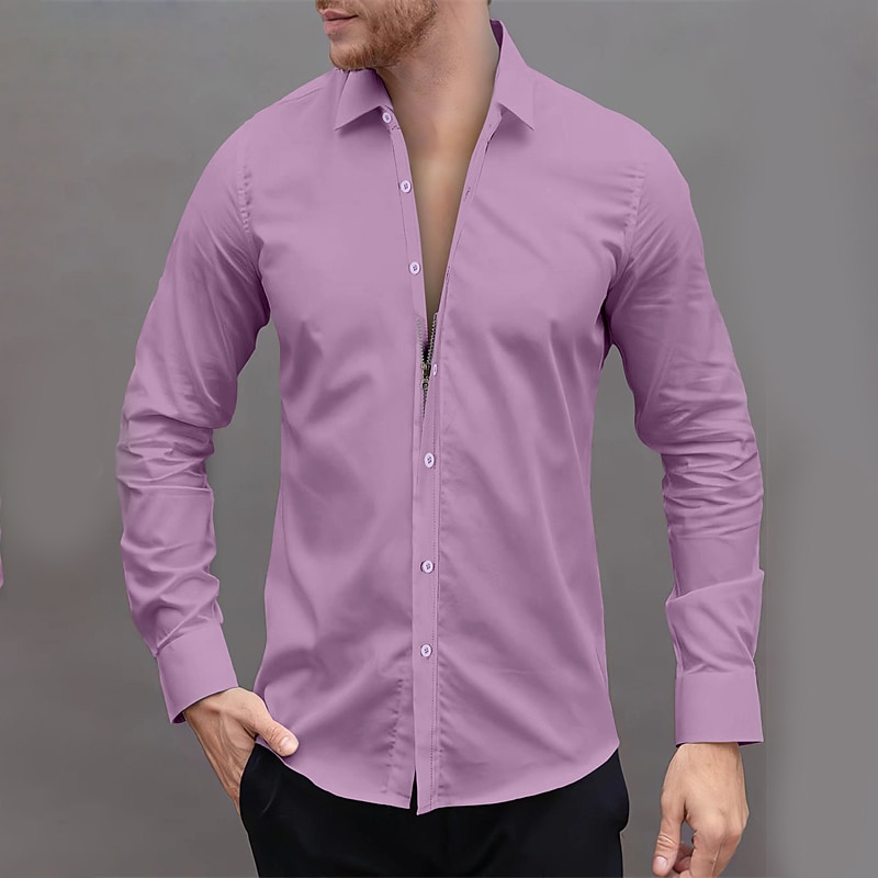 Men's Dress Shirt Button Up Shirt Plain Wedding Daily Light Blue Black White Pink Long Sleeve Lapel Spring &  Fall Clothing Apparel Collared Shirts 2026 - $31.99 –P14