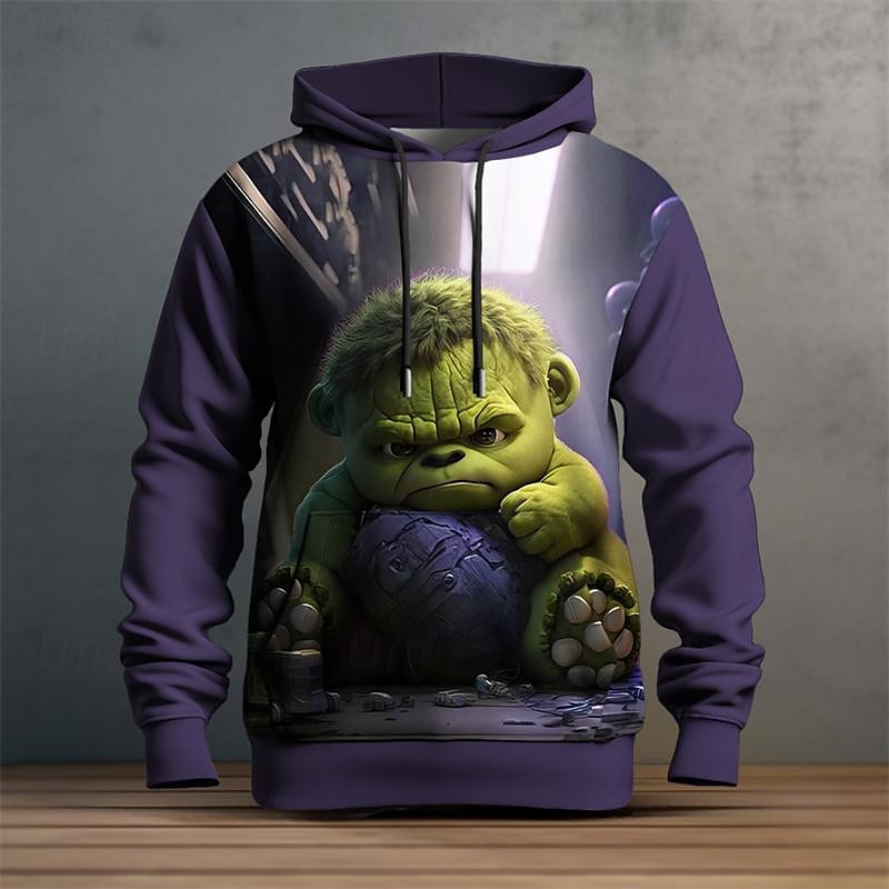 Męskie Graficzny Kreskówki Bluza z Kapturem Z kapturem Bluzy Moda Codzienny Styl uliczny Długi rękaw Kaptur Urlop Sporty na świeżym powietrzu Święto Streetwear Czerwony Niebieski Fioletowy Zielony 2026 - $32.99 –P10