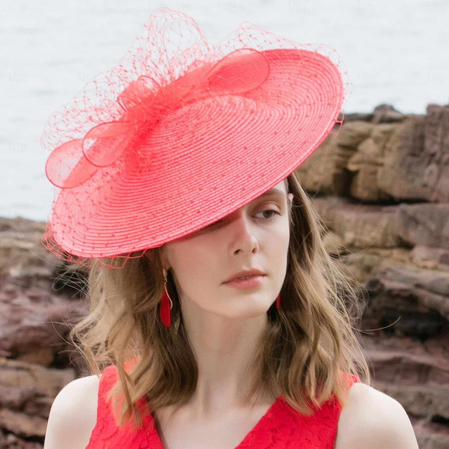 sombreros de tul sinamay platillo sombrero de copa sombrero de velo boda fiesta de té elegante retro con tul velo de cara tocado sombreros 2026 - $45.99 –P3