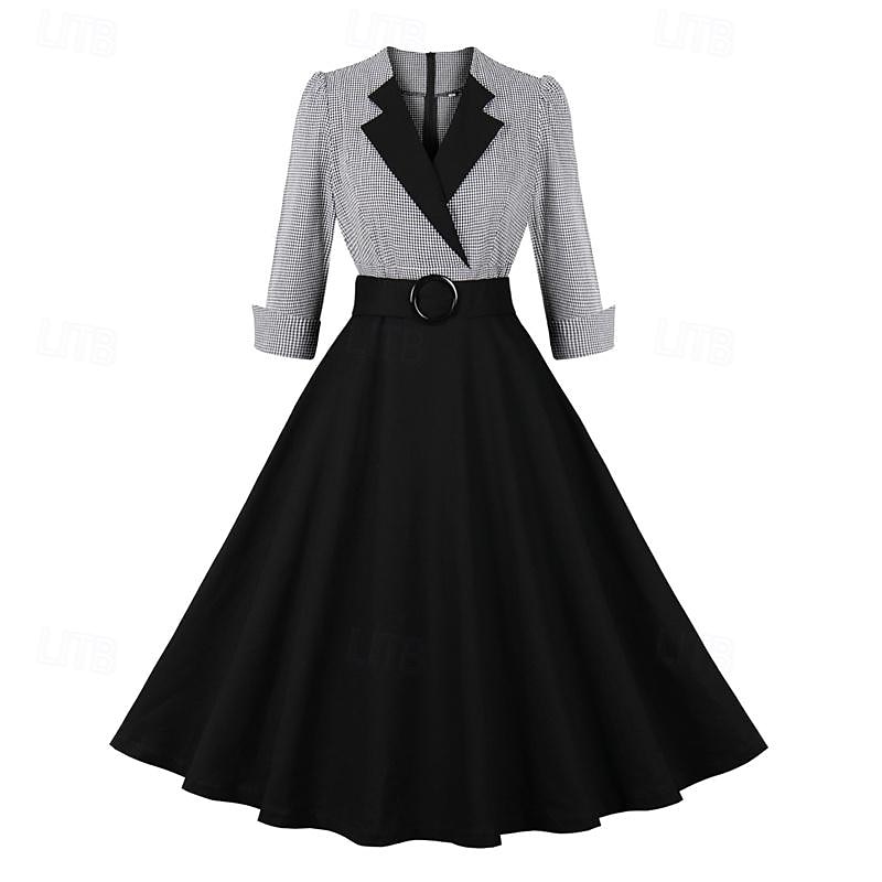 Retro / vintage 1950-tallet Vintage kjole Cocktailkjole Swing kjole Flare kjole Rutet Dame Maskerade Fest / aften Utdrikningslag Voksne Kjole Hjemkomstkjoler 2025 - $35.99 –P2