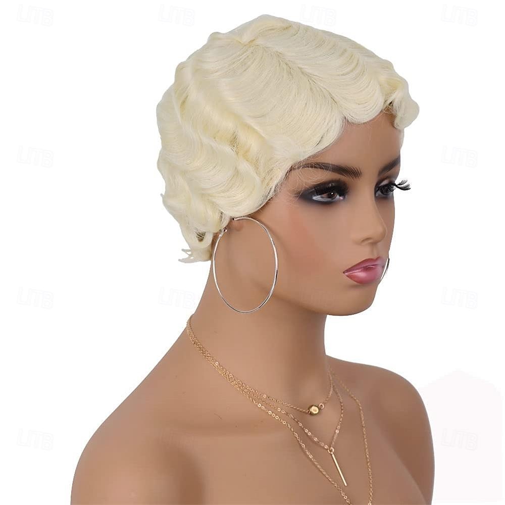 Parrucca a Onde Parrucca Corto Capelli Sintetici Ricci per Donne di Colore Nero Parrucca Lady Nuna Costume Cosplay Anni 1920 Festa di Carnevale Uso Quotidiano Parrucche di Halloween del 2026 a $22.99 –P10