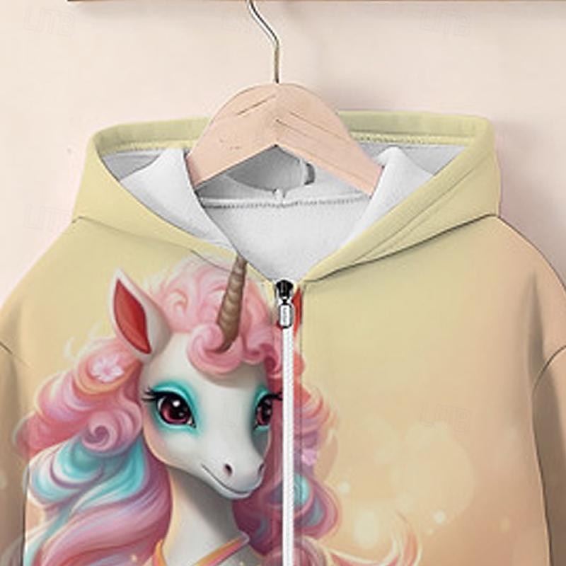 Felpa con cappuccio unicorno 3D da ragazza & pantaloni della tuta set manica lunga stampa 3d primavera autunno moda attiva carino poliestere bambini 3-12 anni zip con cappuccio strada esterna del 2026 a $26.99 –P6