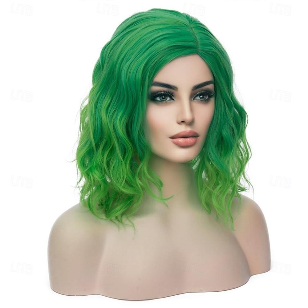 Perruque verte perruque ombragée verte perruque bob verte perruques vertes pour femmes perruques courtes bouclées ondulées vertes perruques synthétiques perruques du jour de la Saint-Patrick de 2025 ? $18.99 –P6