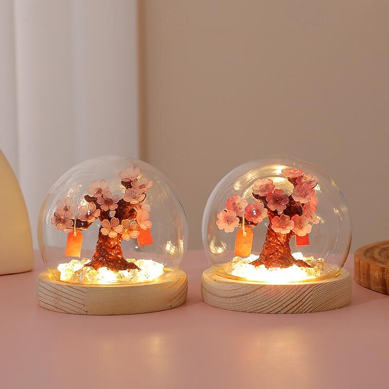 Bricolage fait à la main cerisier fleur arbre fleur de pêche veilleuse créative lumière ambiante chambre confortable ornements décoratifs de 2025 ? $19.49 –P4