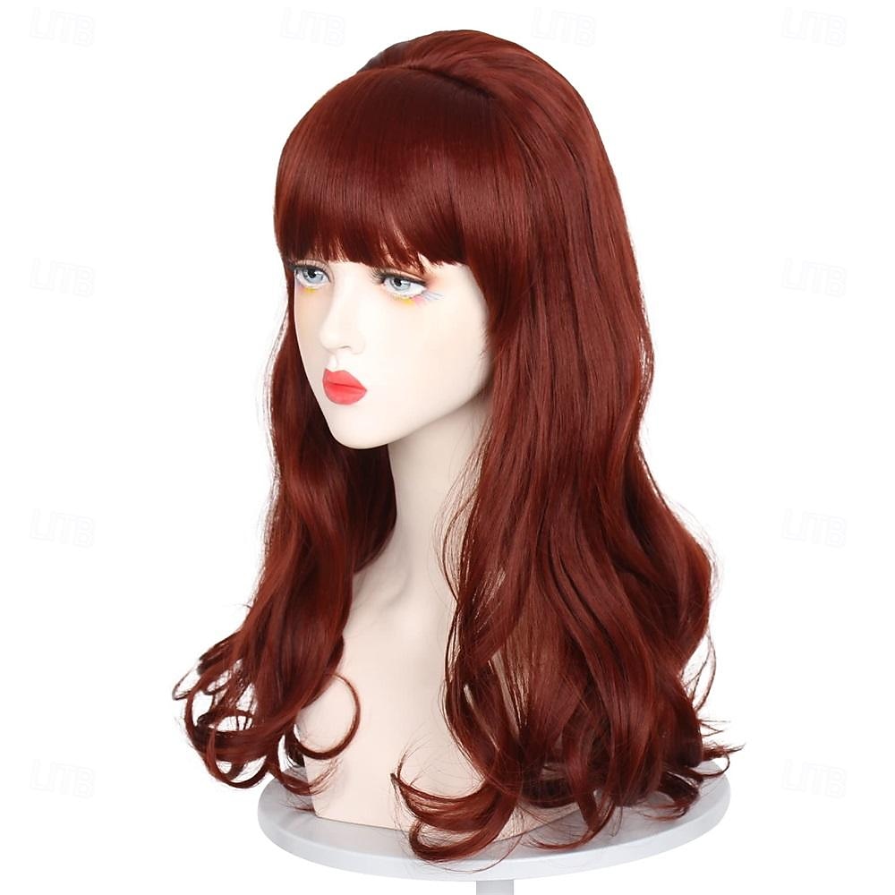 Długa Falowana Czarna Peruka w Stylu Kocyka Vintage Duża Bouffant Peruka dla Kobiet pasująca do kostiumów z lat 50-tych i 80-tych  Peruki na Halloween 2025 - $25.99 –P3