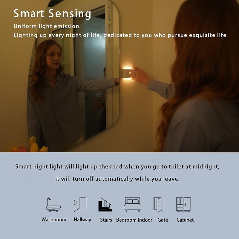 Smart Sensor Night Light Led Infrared Light Sensor Night Light Typec Rechargeable Magnetic Wireless Sensor Night Light 2025 - $15.49 –P12