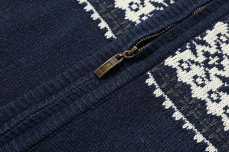 Men's Sweater Cardigan Sweater Zip Sweater Ribbed Knit Print Knitted Color Block Standing Collar Stylish Warm Ups Work Going out Clothing Apparel Winter Green Dark Blue M L XL 2026 - $51.99 –P8