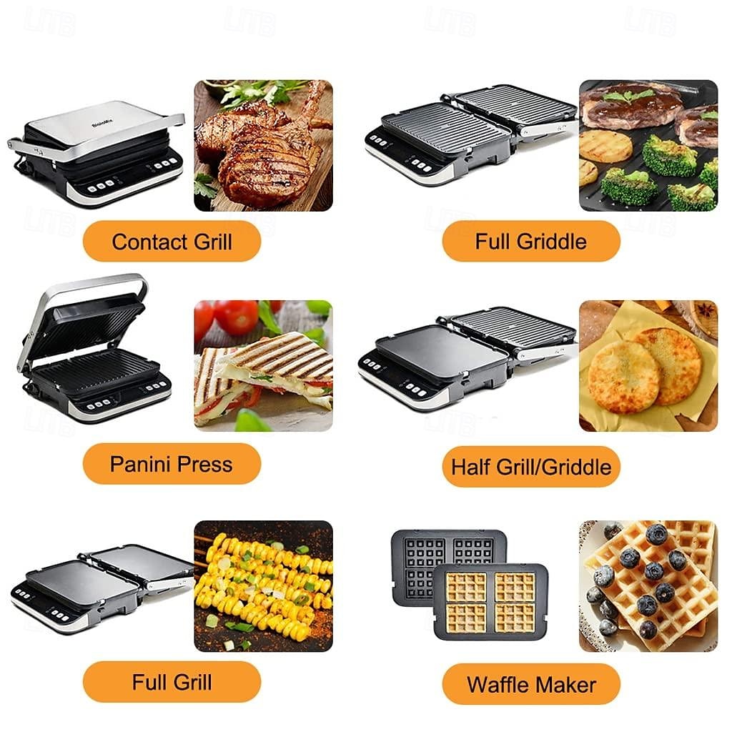 Elektrischer Kontaktgrill, digitale Grillplatte und Presse, optionale Waffeleisenplatten, 180-Grad-Grill, elektrischer Antihaft-Grill 2025 - $261.99 –P5