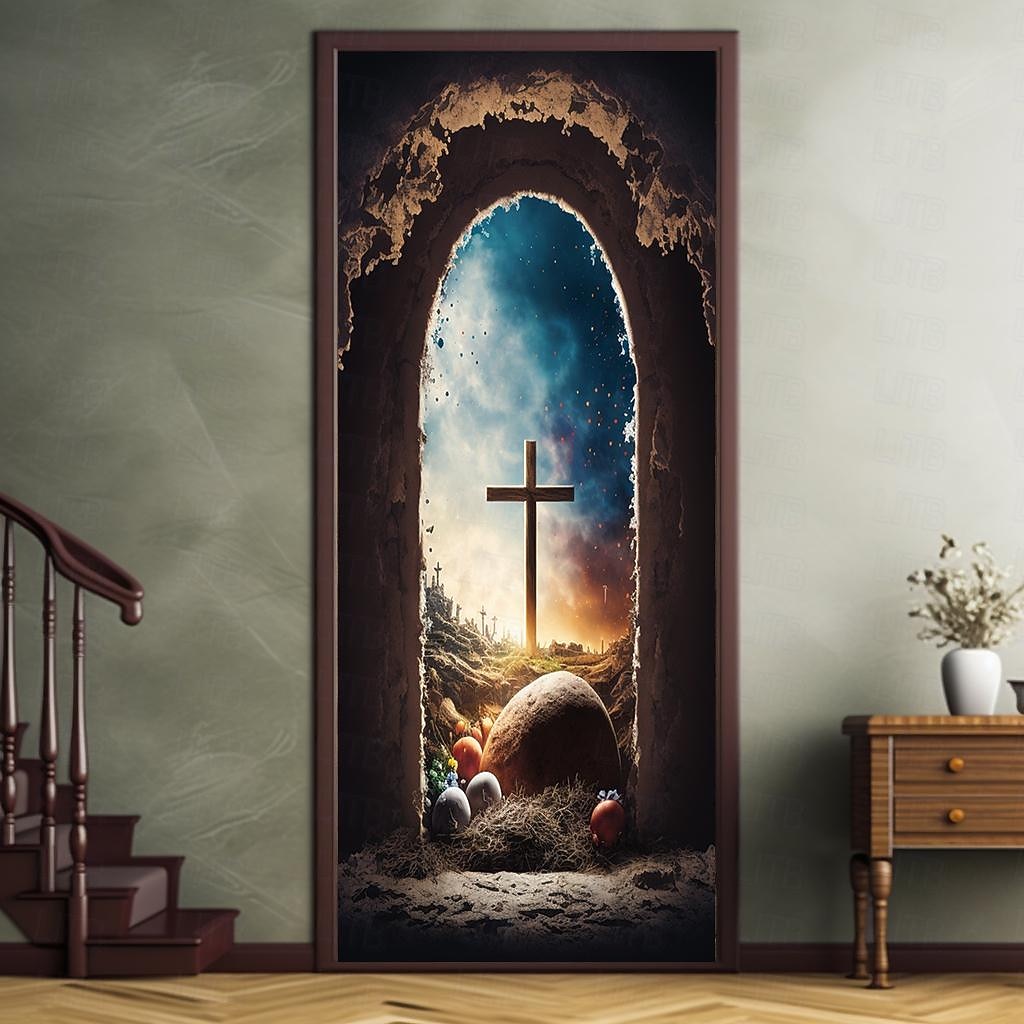 Kruis Deurcovers Muur Decor Deurtapijt Deurlijn Decoratie Achtergrond Deurbanner Verwijderbaar voor Voordeur Binnen Buiten Thuis Kamer Decoratie Boerderij Decoratie Voorzieningen 2026 - $24.99 –P2