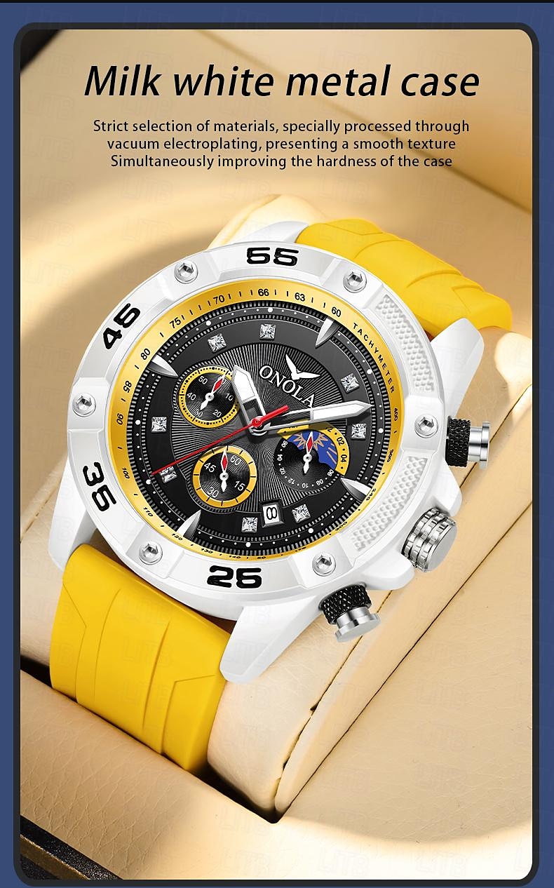 ONOLA Men Quartz Watch Sports Fashion Casual Wristwatch Luminous Calendar Waterproof Decoration Silicone Watch 2025 - $38.99 –P4