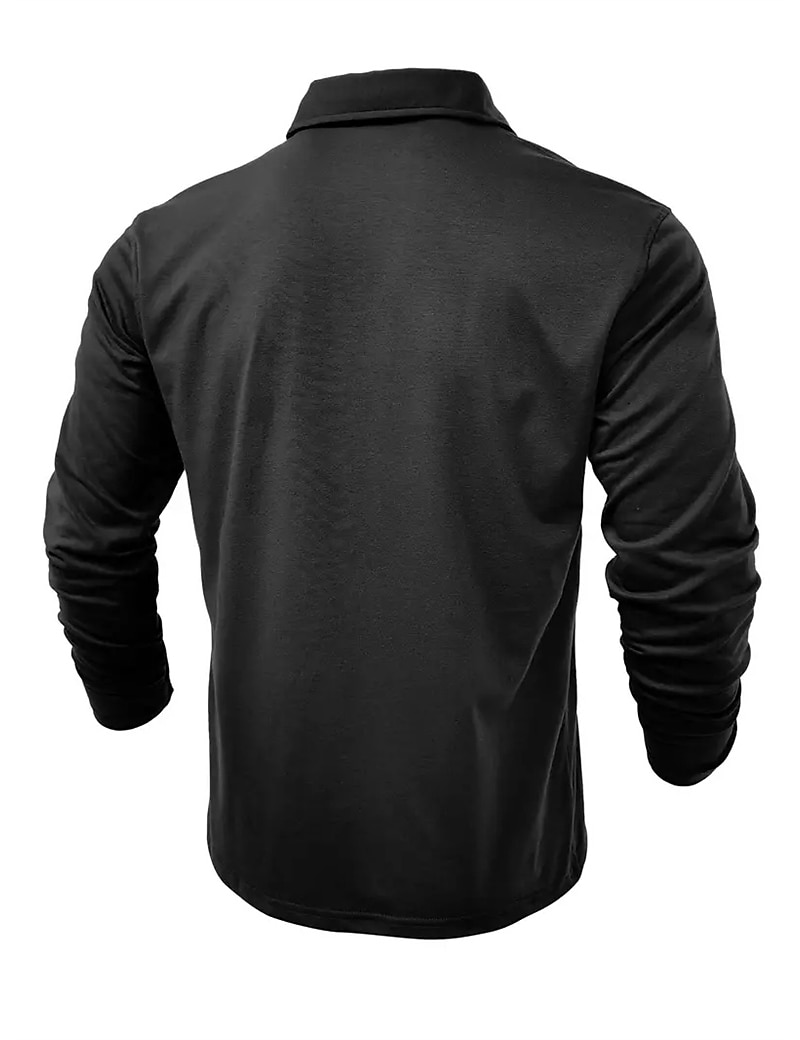 Herren Poloshirt Polos mit Knöpfen Casual Sport Kargen Langarm Modisch Basic Glatt Taste Tasche Frühling & Herbst Regular Fit Schwarz Weiß Armeegrün Rote Marineblau Dunkelgrün Poloshirt 2025 - $22.99 –P15