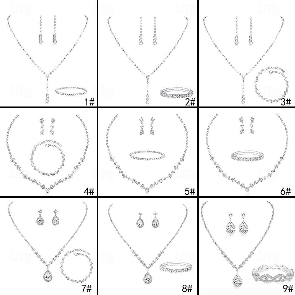 Conjunto de Joias de Água Diamante para Vestidos de Dama de Honra Brincos Colar de Ondas de Gota de Água Pulseira Presente de Dia dos Namorados de 2026 por $16.09 –P2