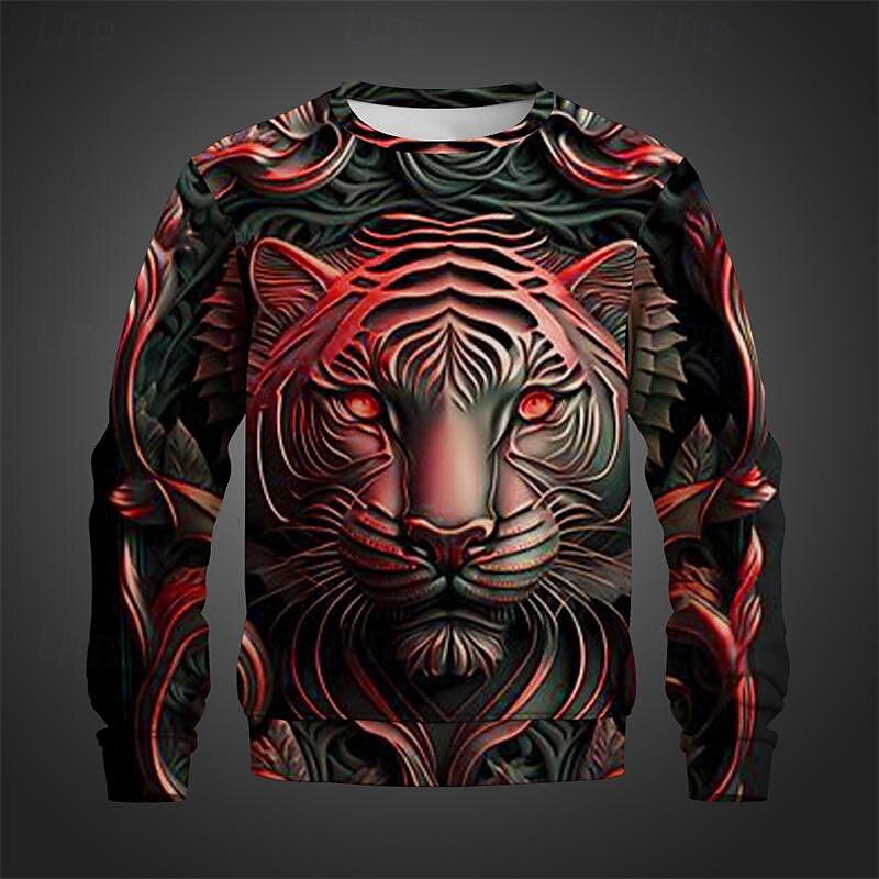 Per uomo Tigre Felpe Felpa Manica lunga Felpa Girocollo Di tendenza Informale Stile di strada Stampa 3D Per uscire Abbigliamento di strada Stampa 3D Primavera & Autunno del 2025 a $29.99 –P9