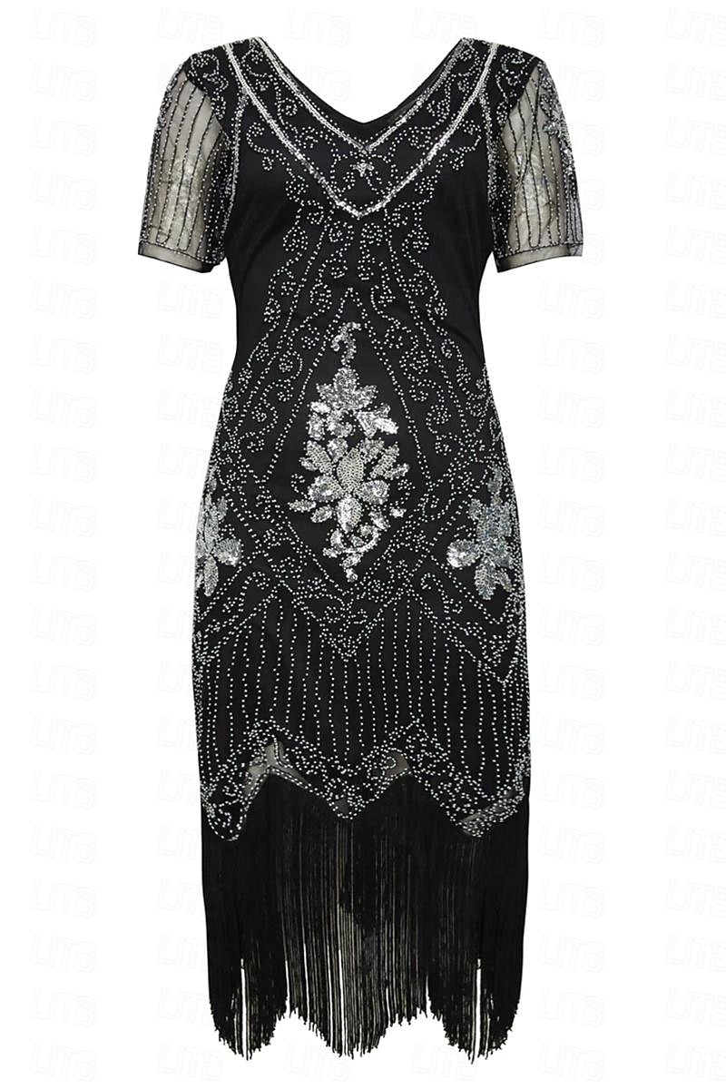 De livlige 20-årene 1920-tallet Cocktail Kjole Flapper kjole Kjoler Maskerade Normal Den store Gatsby Charleston Bryllupsgjest Paljetter Dame Halloween Karneval Maskerade Karneval Bryllup 2025 - $43.99 –P4