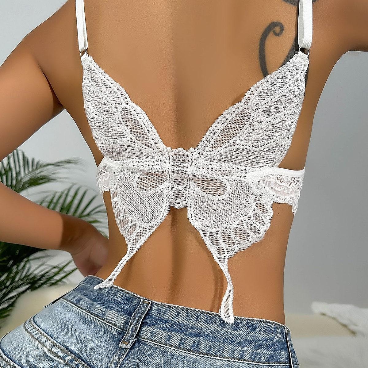 női csipke hát nélküli szexi erotikus szexi fehérnemű szexi body hálóruha - polispandex egyszínű melltartó otthoni ruhák 2025 - $18.99 –P3