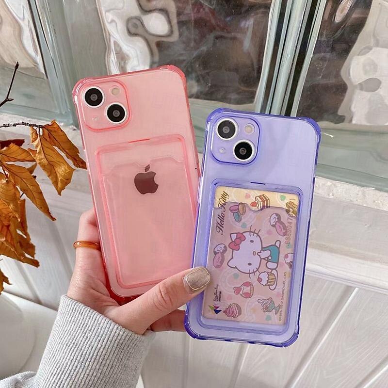 telefoon hoesje Voor iPhone 15 Pro Max Plus iPhone 14 13 12 11 Pro Max Mini SE X XR XS Max 8 7 Plus Achterkant Kristalhelder Slanke behuizing Transparant Ultra dun Kaartsleuf Kleurgradatie TPU 2025 - $10.99 –P8