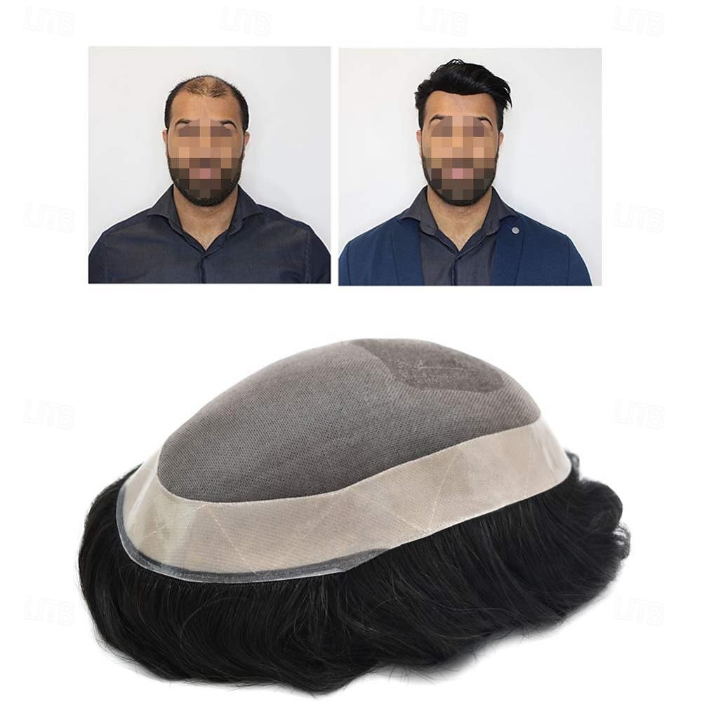 Herren Remy Menschenhaar Toupees Glatt / Wellen Monofilament / 100% handgebunden / Vollspitze Beste Qualität / Natürlicher Haaransatz / 100% Jungfrau Party / Valentinstag / Freizeitskleidung 2025 - $156.99 –P4