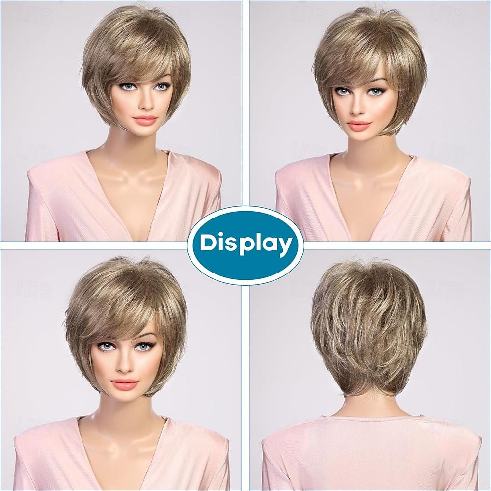 Short Ash Blonde Wig with BangsPixie Cut Layered Wigs for Women Healthy Memory Synthetic FiberGlueless Wigs Fluffy Natural Daily Use 2026 - $26.99 –P12