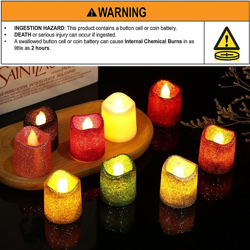 12 ks blikajících bezplamenových svíček svítící třpytivé votivní svíčky LED čajové světla dekorace pro vánoční/halloween svátky svatbu venkovní stůl párty festival 2025 - $10.99 –P7