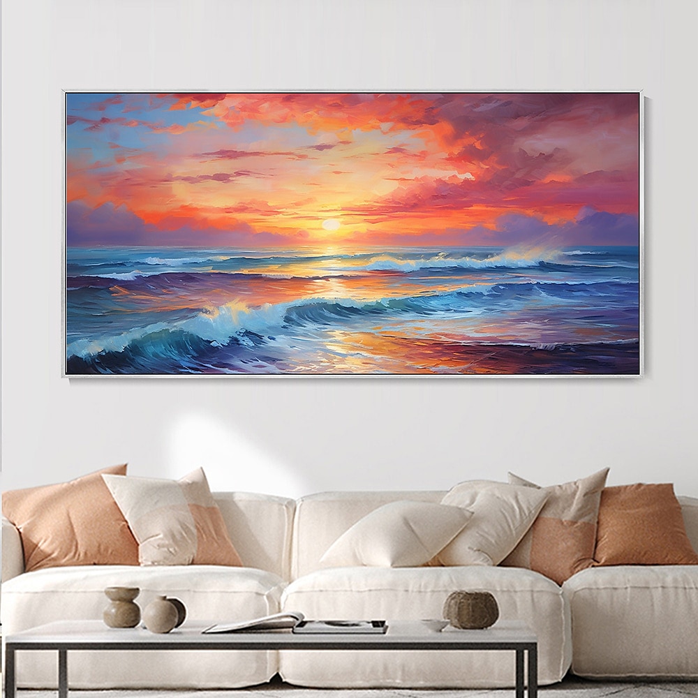 NEW UNOPENED $142 - Wall Mural newest Oil Painting Blue Sky Reflected Calm Ocean Sun