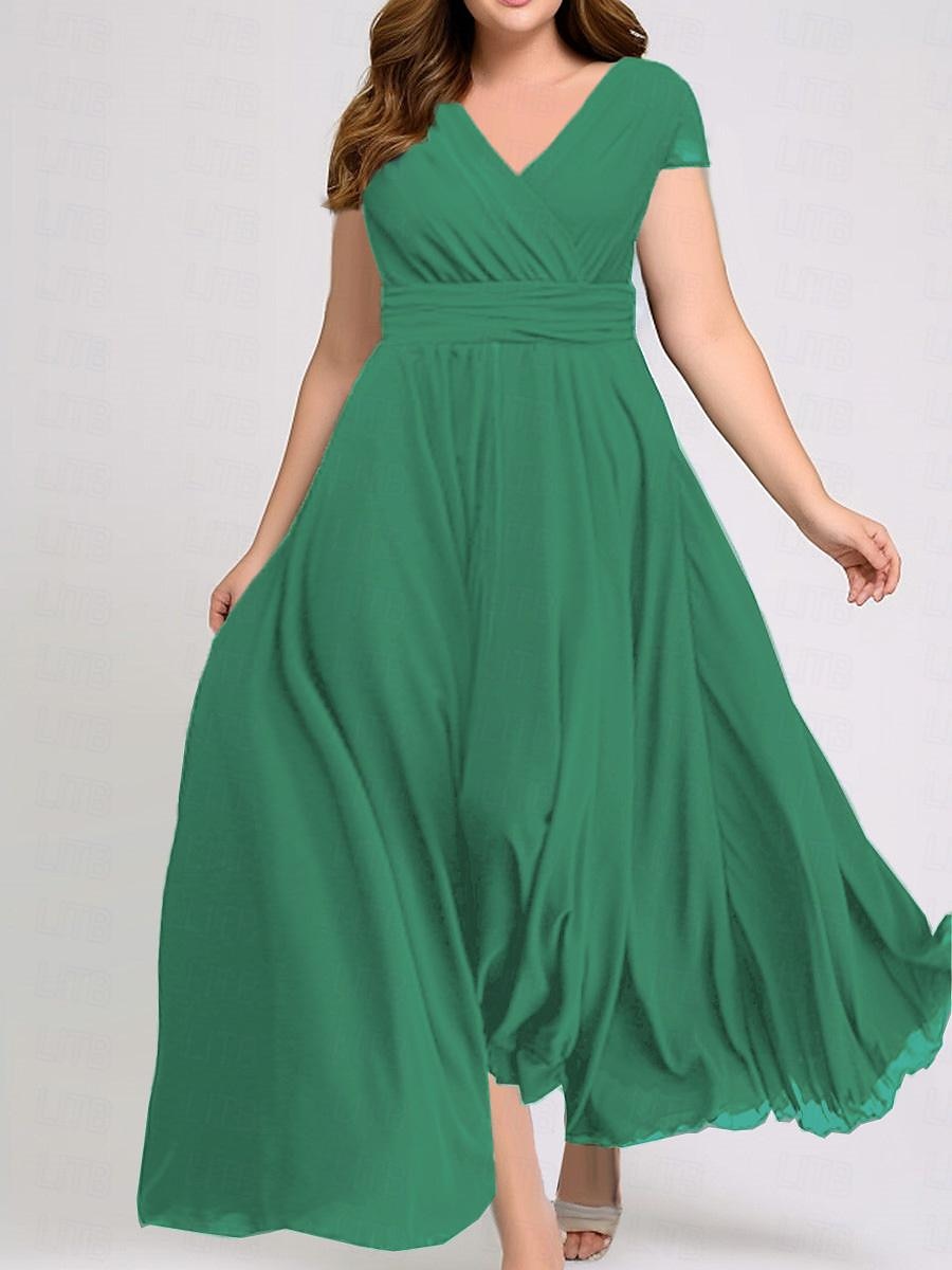 robe longue Femme Grande Taille Robe de bal Manche Courte Eté Printemps Automne - Mode Soirée Moderne Ruché Couleur monochrome Col V Vacances 2023 Noir Blanche Jaune Vert Claire Vin Rouge Bleu Vert de 2025 ? $31.99 –P9