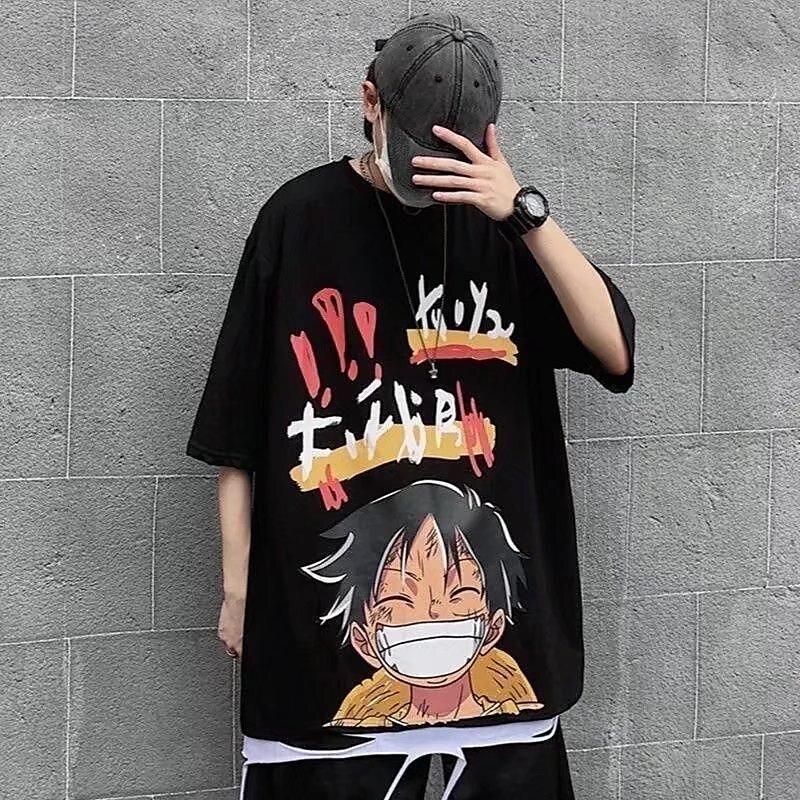 One Piece Monkey D. Luffy T-skjorte Tegneserie Manga Animé Graphic Til Par Herre Dame Voksne Karneval Maskerade Varmstempling Fritid / hverdag 2025 - $13.99 –P7