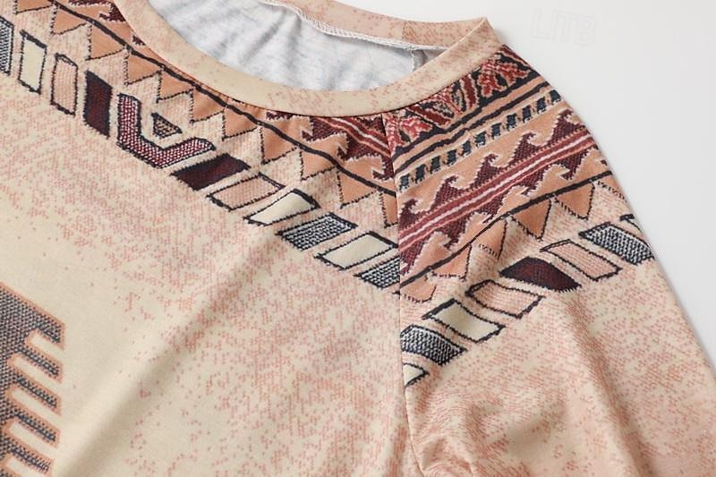 Pentru femei Tricou Tunică Marron Galben Verde Deschis Geometric Plisat Imprimeu Manșon Lung Casual Tunici Epocă Έθνικ Rotund Lung Tema boem Geometric ă Mărime Plus S 2025 - $24.99 –P4