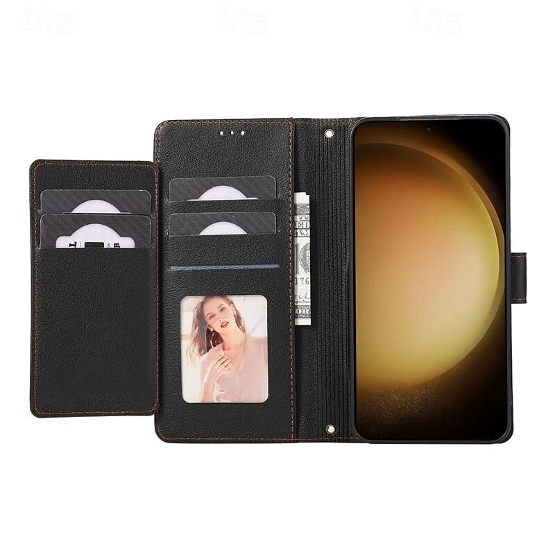 telefon fodral Till Samsung Galaxy S25 Ultra S24 S23 S22 S21 S20 Plus Ultra A34 Plånboksfodral Spegel Dragkedja Helkroppsskydd Geometriska mönster TPU PU läder 2025 - $17.99 –P2