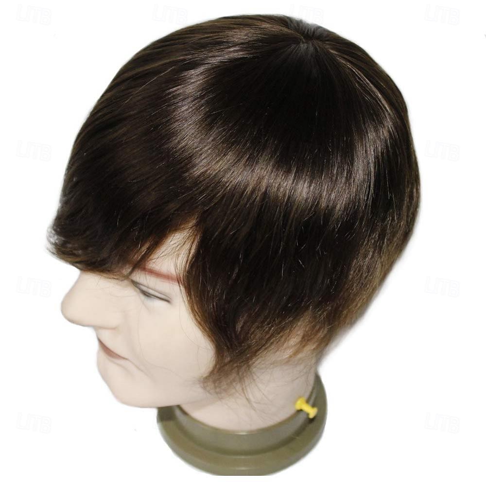 monohiukset miesten toupee hiuslisäke poly iho hiusten ympärillä kestävä npu monofilamentti peruukki hiusten korvike miehille 2025 - $164.99 –P5
