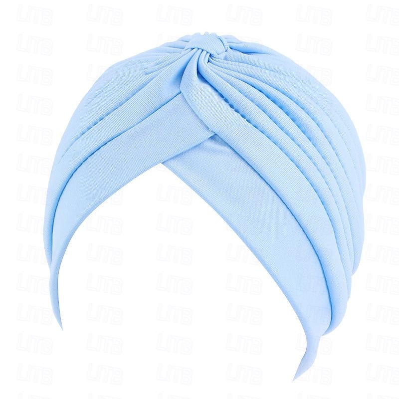 Sombreros turbantes suaves con nudo preanudado moda plisada gorro de quimioterapia diadema para dormir de color sólido naranja para mujeres Día de Reyes casual diario 2025 - $13.99 –P27