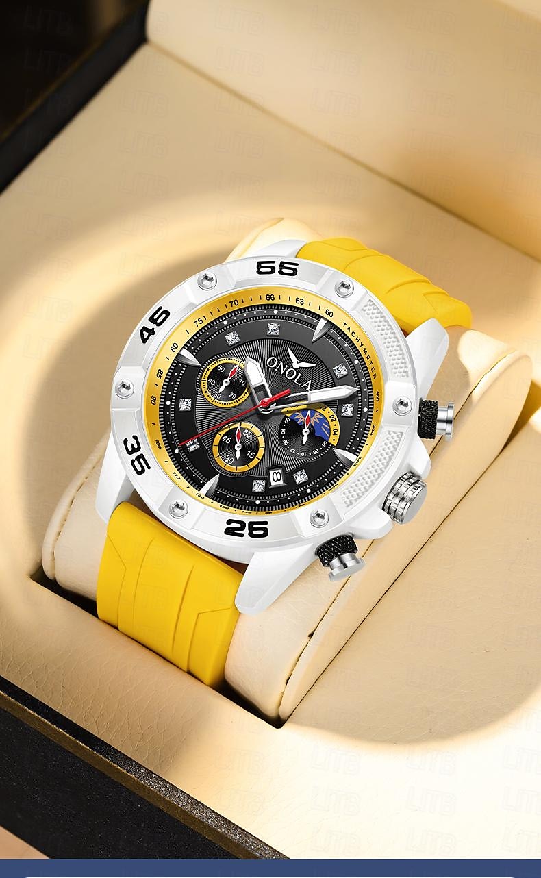 ONOLA Men Quartz Watch Sports Fashion Casual Wristwatch Luminous Calendar Waterproof Decoration Silicone Watch 2025 - $38.99 –P11