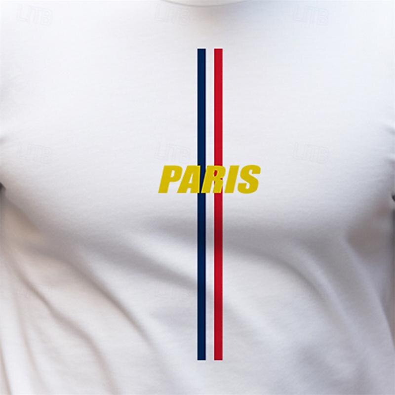 T-shirt à manches courtes pour le jour des anciens combattants Patriote Américain Drapeau de Paris coton graphique noir blanc bleu foncé confortable mode décontractée sports extérieur designer de 2025 ? $15.99 –P4