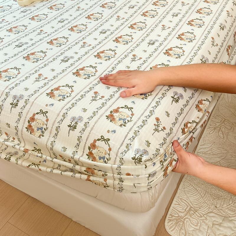 Lençol de cama 100% algodão de 1 unidade com capa de cama de flores pequenas fragmentadas capa de colchão elástica para cama de casal de luxo individual ou dupla disponível em vários tamanhos de 2025 por $22.99 –P1