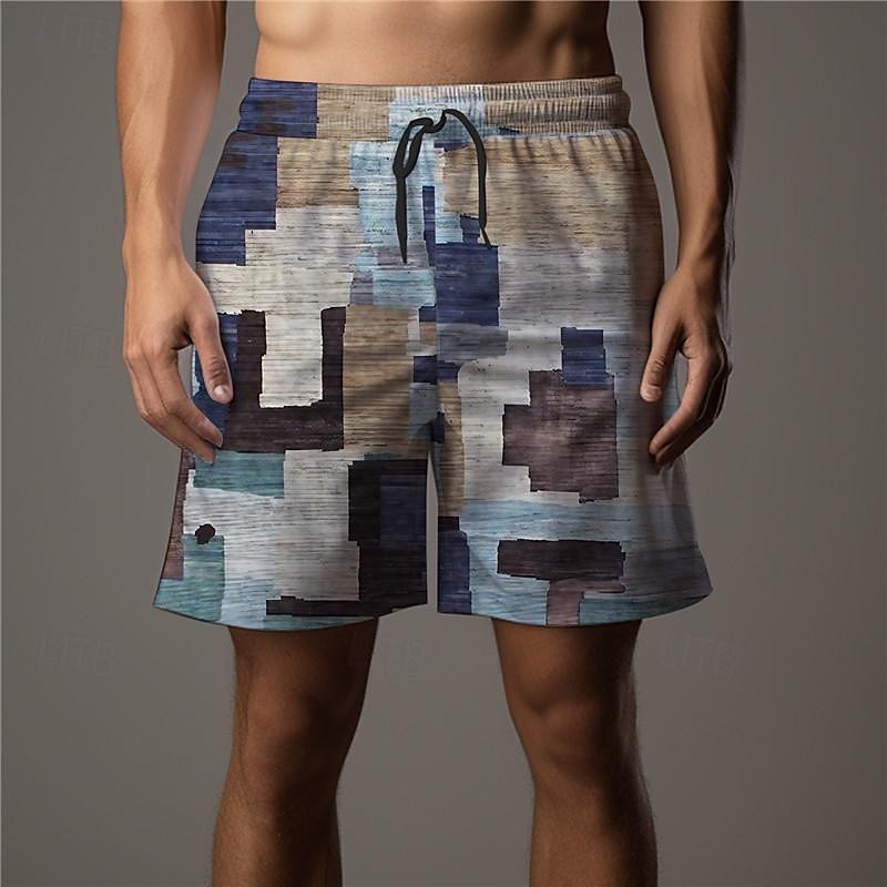 Men's Plaid Color Block Patchwork Swim Shorts Board Shorts Swimming Trunks Mid Waist Vacation Hawaiian Holiday Vacation Holiday Beach Drawstring with Mesh lining Elastic Waist Designer Clothing 2025 - $17.99 –P13