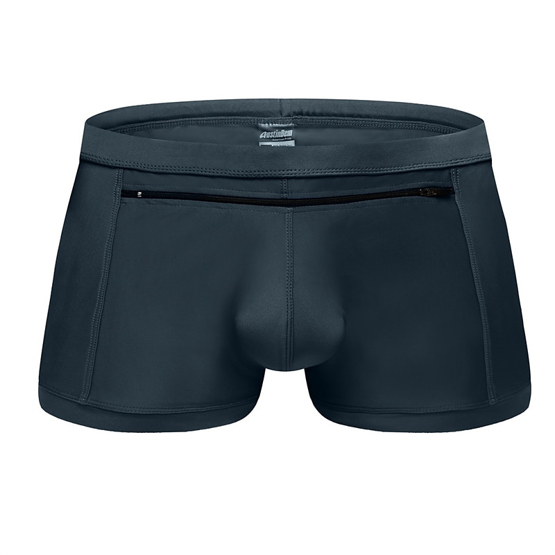 Men's Boxer Swim Shorts Beach Shorts Going out Weekend Soft Comfortable Elastic Waist Zipper Pocket Plain Short Gymnatics Casual Activewear Lake blue Black 2025 - $17.99 –P8