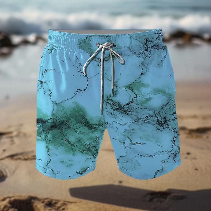 Men's Texture Crack Swim Trunks Swim Shorts Board Shorts Mid Waist Vacation Hawaiian Holiday Vacation Holiday Beach Drawstring with Mesh lining Elastic Waist Designer Clothing Apparel 2025 - $17.99 –P8