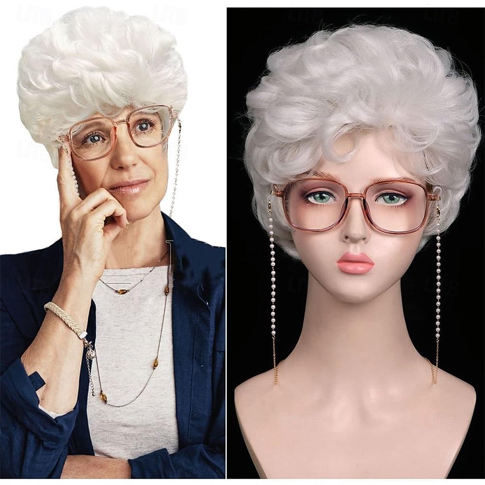 ColorGround Old Lady Granny Silver White Curly Wig 100 Days of School 2026 - $26.99 –P10