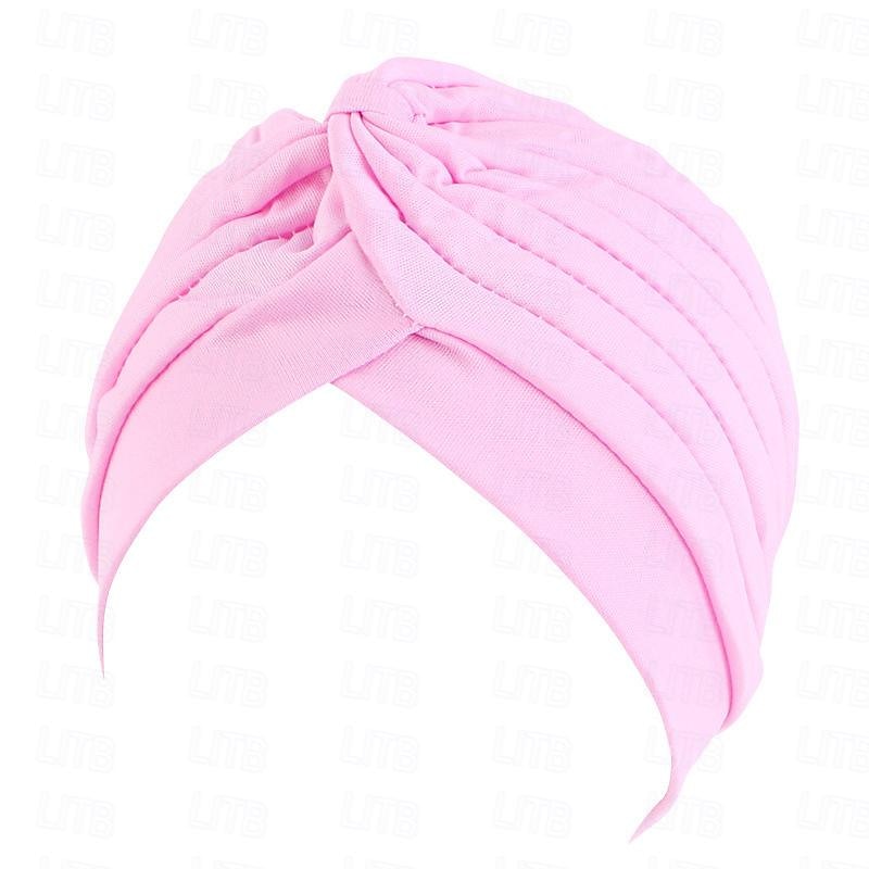 Sombreros turbantes suaves con nudo preanudado moda plisada gorro de quimioterapia diadema para dormir de color sólido naranja para mujeres Día de Reyes casual diario 2025 - $13.99 –P13