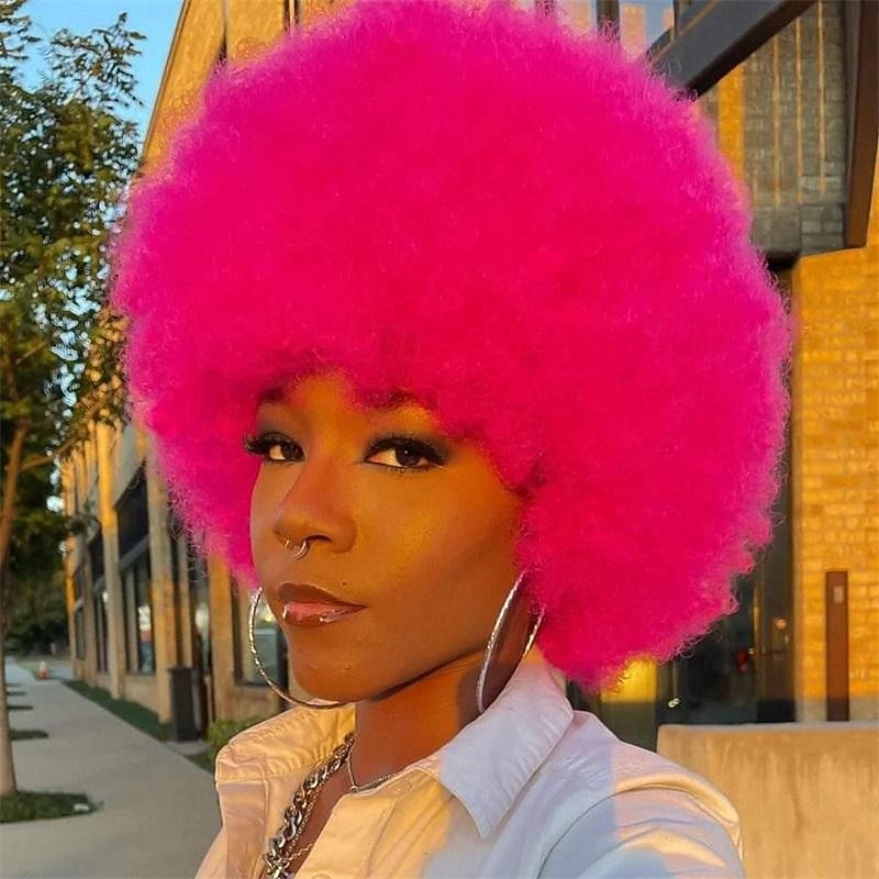 פאות אפרו לנשים שחורות פאת אפרו קצרה בשנות ה-70 פאת אפרו דיסקו נפוחה לנשים פאת מסולסלת באורך 10 אינצ' מראה טבעי פאה סינתטית יומית פאות ליל כל הקדושים 2025 - $19.49 –P16