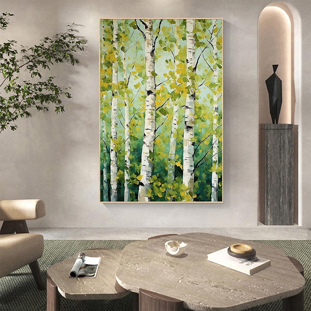 Handgemachtes Ginkgobaum-Ölgemälde auf Leinwand, großes grünes Waldgemälde,  Wandkunst, abstrakte Waldmalerei, individuelle Kunst, Heimdekoration für  Wohnzimmer-Wanddekoration 2025 - GBP £77.99, image size:1000x1000