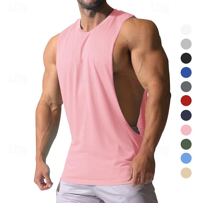 Herren Tank Top Shirt Unterhemden Ärmellos Rundhalsausschnitt Frühling Sommer Glatt Modisch Designer Basic Sexy Urlaub Strasse Ausgehen Hellblau Weiß Rosa Top T-Shirt für Herren 2025 - $10.49 –P1