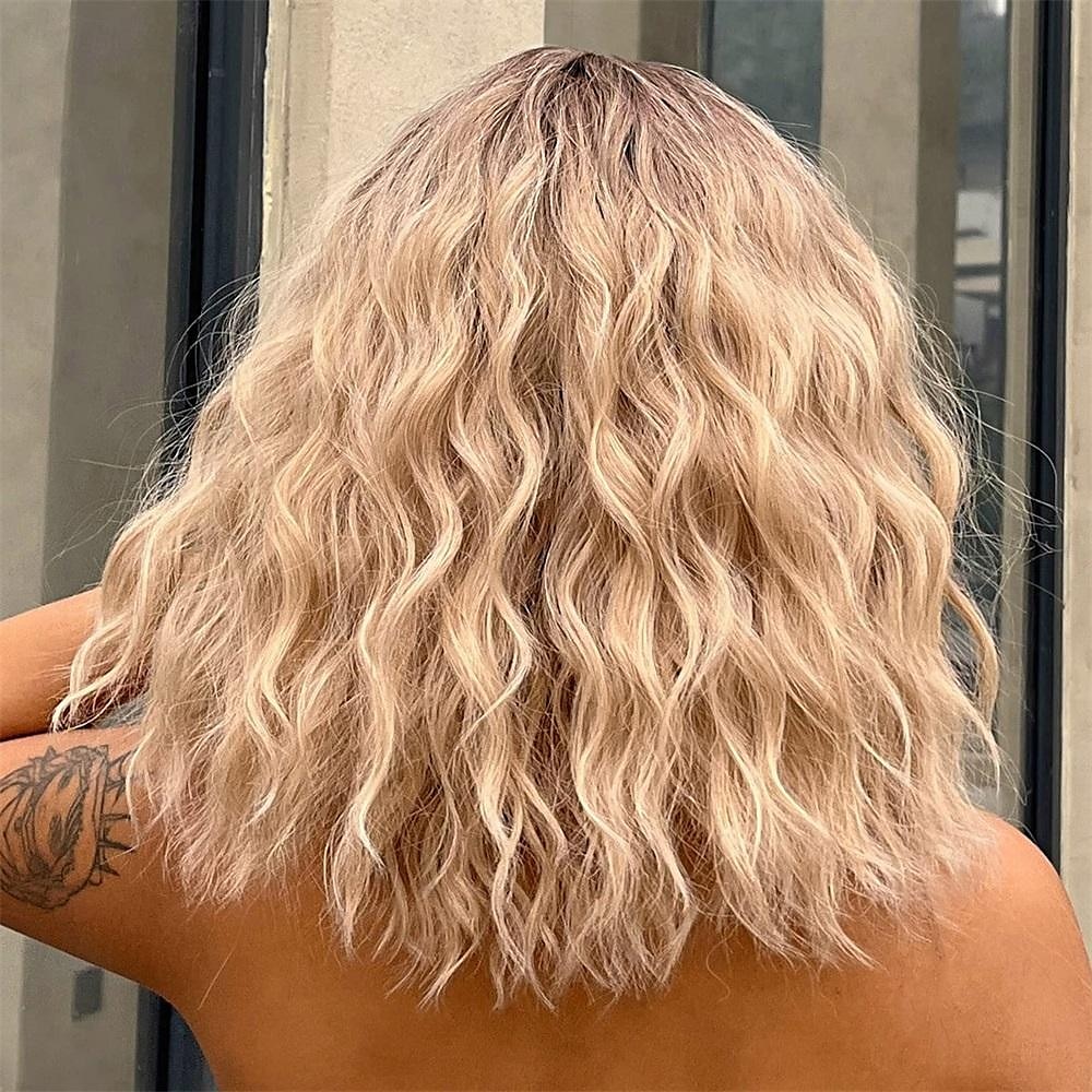kort ombre blond parykk med smell skulderlengde krøllete bob parykk for kvinner naturlig utseende syntetisk krøllet blond bob parykk for fest og daglig bruk 2025 - $26.99 –P5