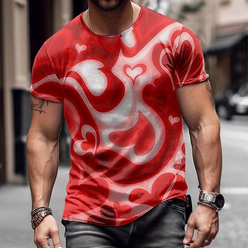 Valentine's Day Men's Heart Graphic T Shirt Short Sleeve T shirt 3D Print Crew Neck Shirt Daily Designer Casual Sports Outdoor Holiday Going out Pink Blue Red Spring & Summer Clothing Apparel S M L 2026 - $19.49 –P10