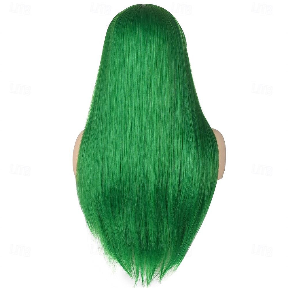 Dames 26 lange rechte groene synthetische bestendige haarpruiken met pony Natuurlijk ogende pruik voor dames Halloween cosplay St. Patrick's Day pruiken 2025 - $20.99 –P9