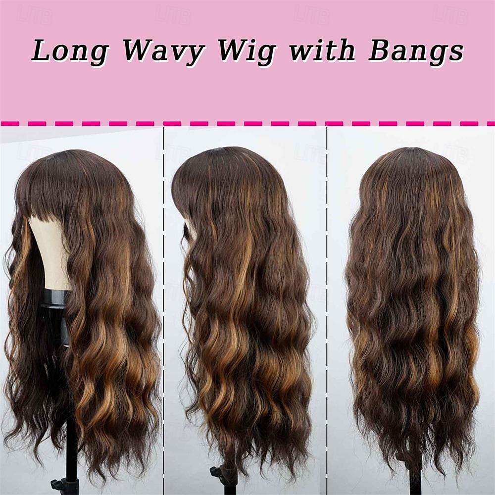 Green Wig with Bangs Soft Long Wavy Wigs for Women Curly Synthetic Fiber Wig Replacement Halloween Costumes Cosplay Party Wigs St.Patrick's Day Wigs 2025 - $21.99 –P3