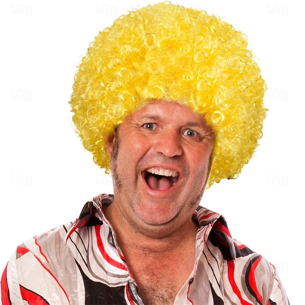 باروكات أفريقية قصيرة منفوشة - شعر مستعار ديسكو هيبي مجعد للنساء والرجال لأزياء تنكرية لحفلات الهالوين، شعر مستعار لعيد القديس باتريك 2025 - $21.99 –P5