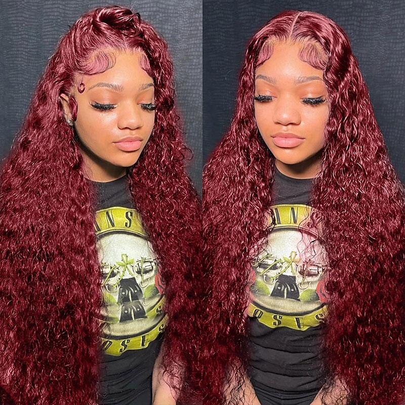 Burgundy Curly Wigs 99J Lace Frontal Wig 13x4 Curly Frontal Wig 12-30 Inch 2025 - $206.99 –P5