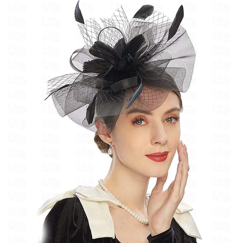 fascinators Hodeplagg Fjær Nett Bryllup Aftenselskap Kentucky Derby Hesteløp Damenes dag Elegant Elegant og luksuriøst Bryllup Med Fjær Blomster Hodeplagg Hodeplagg 2025 - $8.99 –P5